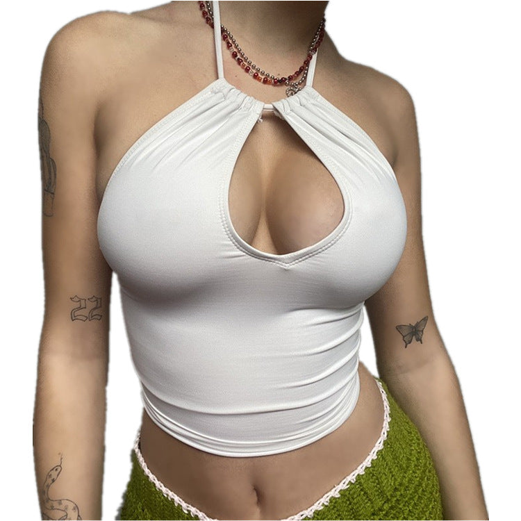 Chest-Wrap Stretchy Cropped Sleeveless Short T-Shirt For Women