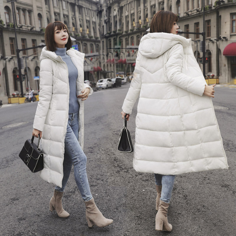 Dongdaemun Style Long Down And Cotton Padded Jacket For Women