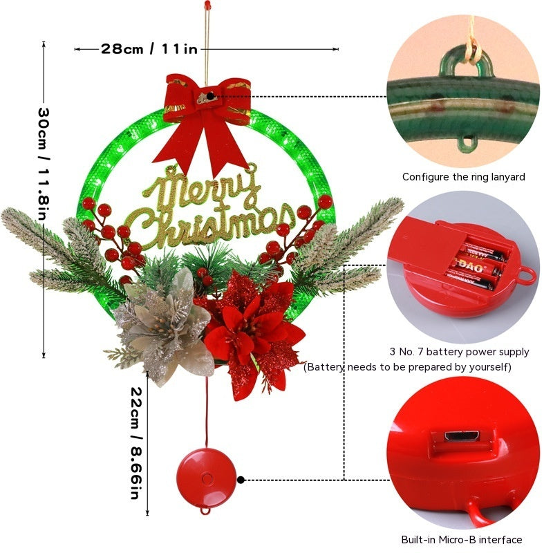 Festive Miniature 30 Centimeter Christmas Wreath Door Hanging Decoration-Theone Apparel