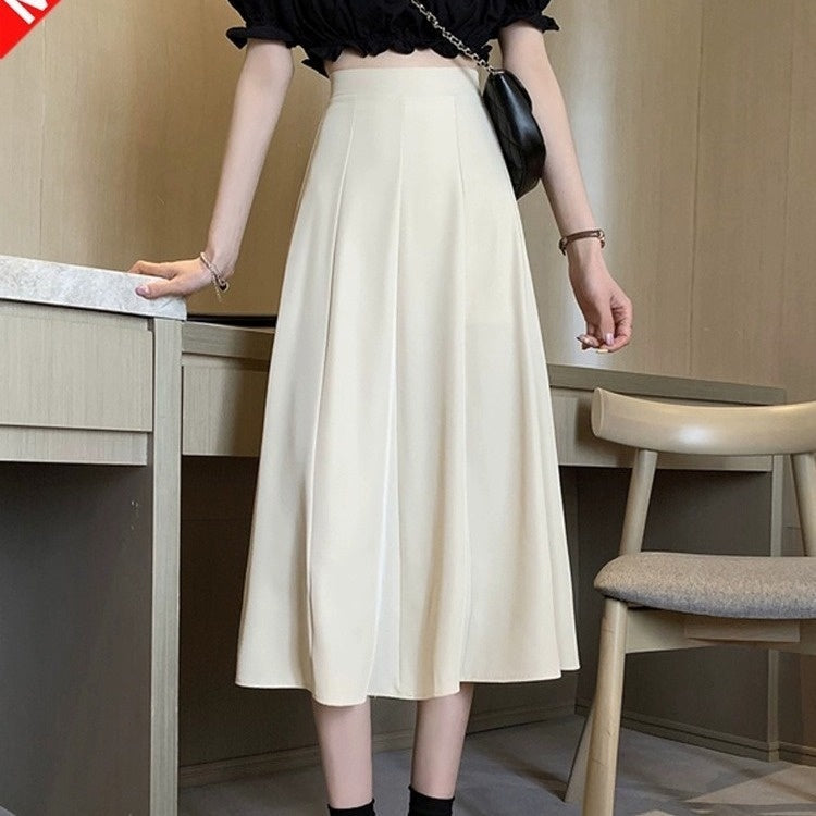 Solid Beige High Waisted Slim Maxi Skirt For Women