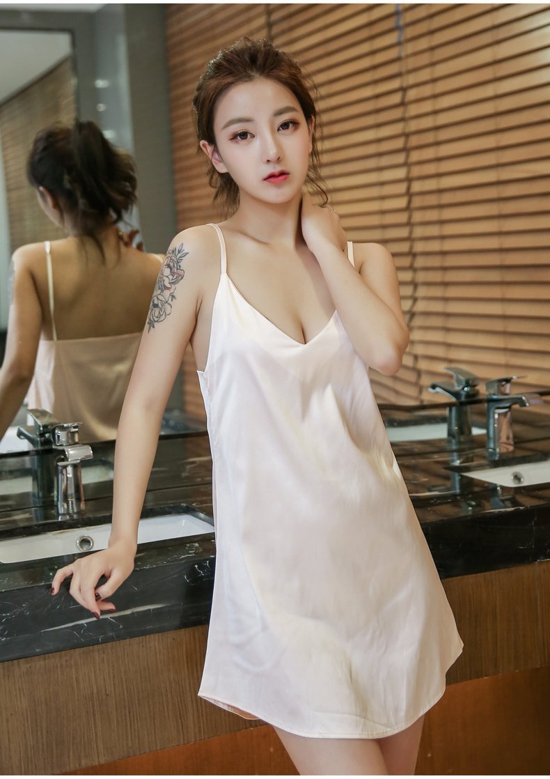 Simplistic Silky Chemise Slip Dress-Theone Apparel