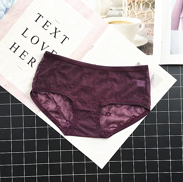 Transparent Mesh Panties with Delicate Floral Details-Purple-Theone Apparel