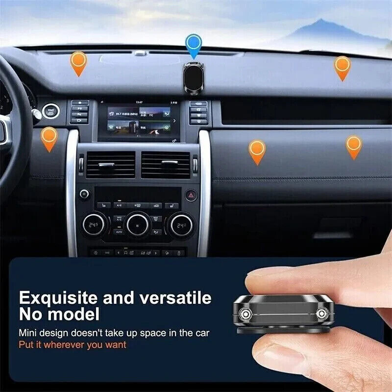 Foldable Magnetic Stainless?Steel Dashboard Phone Holder With 360° Rotation