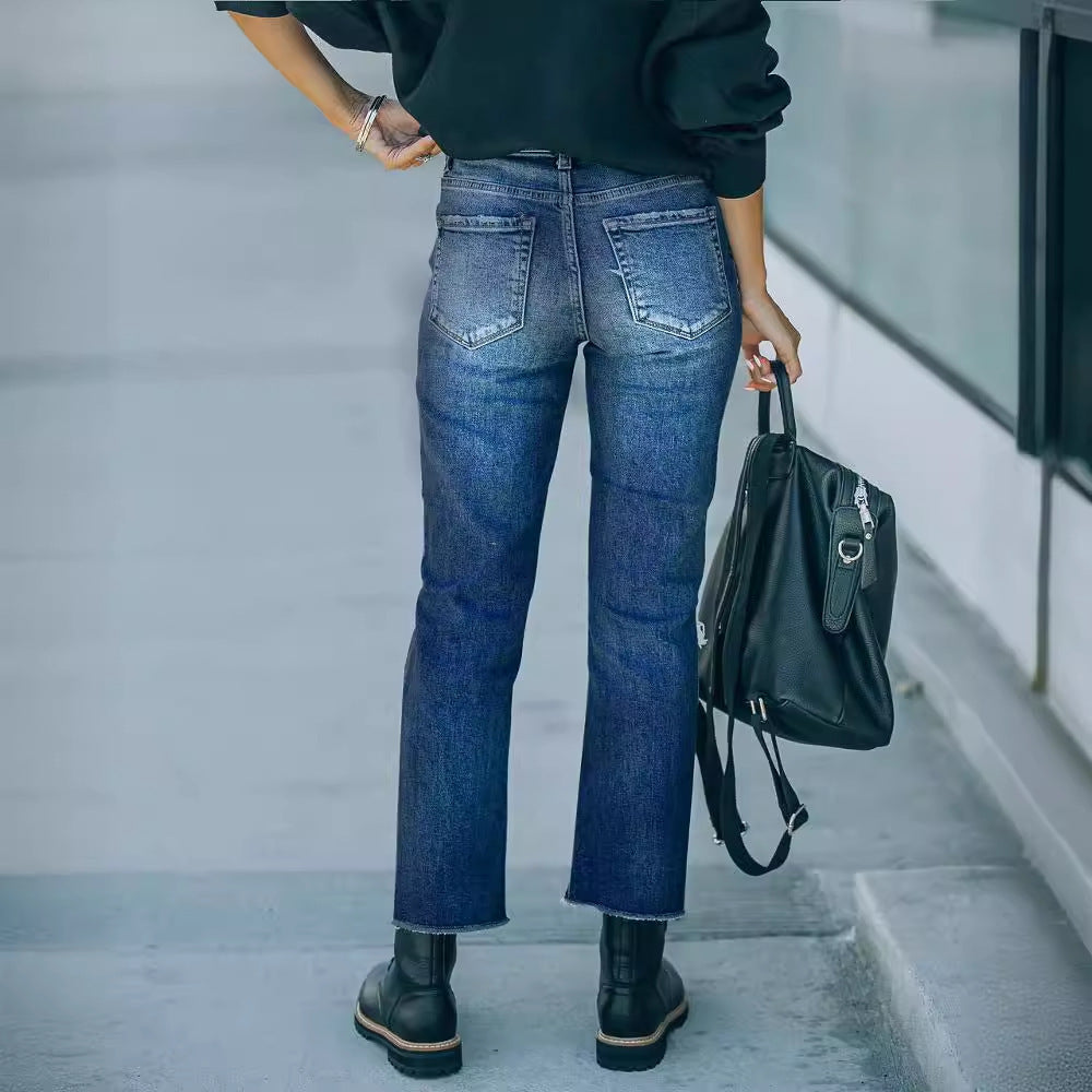 Rebound Slim-Fit Drain Jeans for Autumn Winter Styling