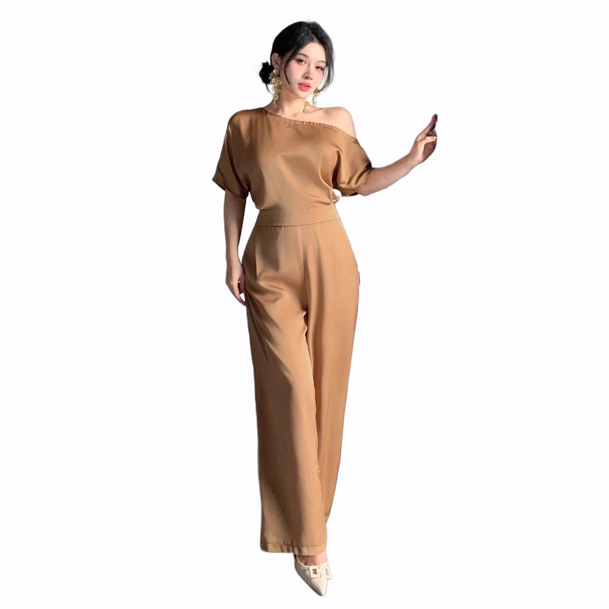 Silky-elegant Asymmetrical Jumpsuit For Women
