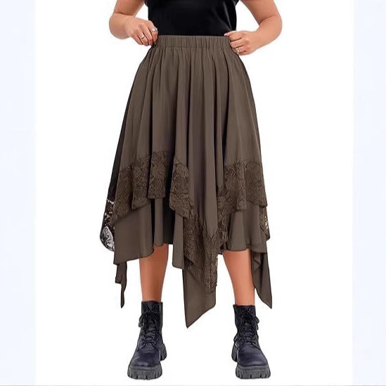 Renaissance-style Pleated Half-skirt With Asymmetrical Pointed Hem Ethereal And Fairy-like