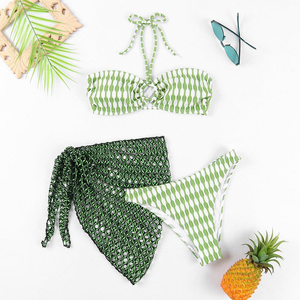 Conjunto de biquíni e roupas de banho de três peças de três peças