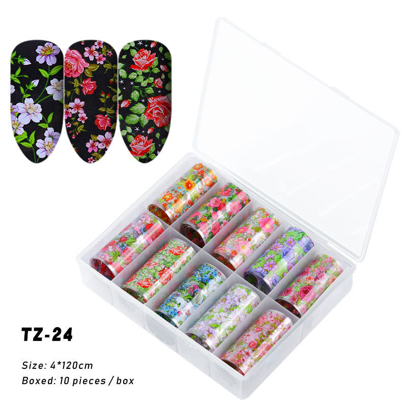 Multicolored and Multipatterned Nail Wraps 10 Piece Set