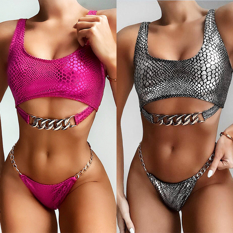 Women's Two Piece Bikini with Metal Adornments