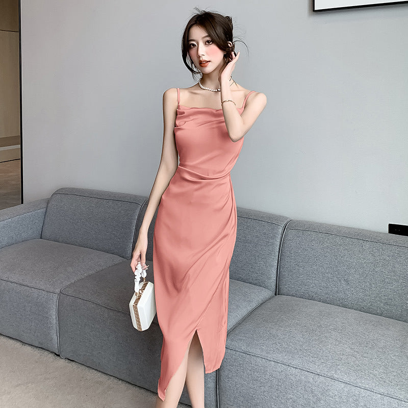 Luxurious Acetate Satin Dress with High-Grade Silky Finish