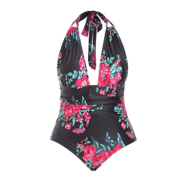 Women's Plus Size Floral Print One Piece Swimsuit