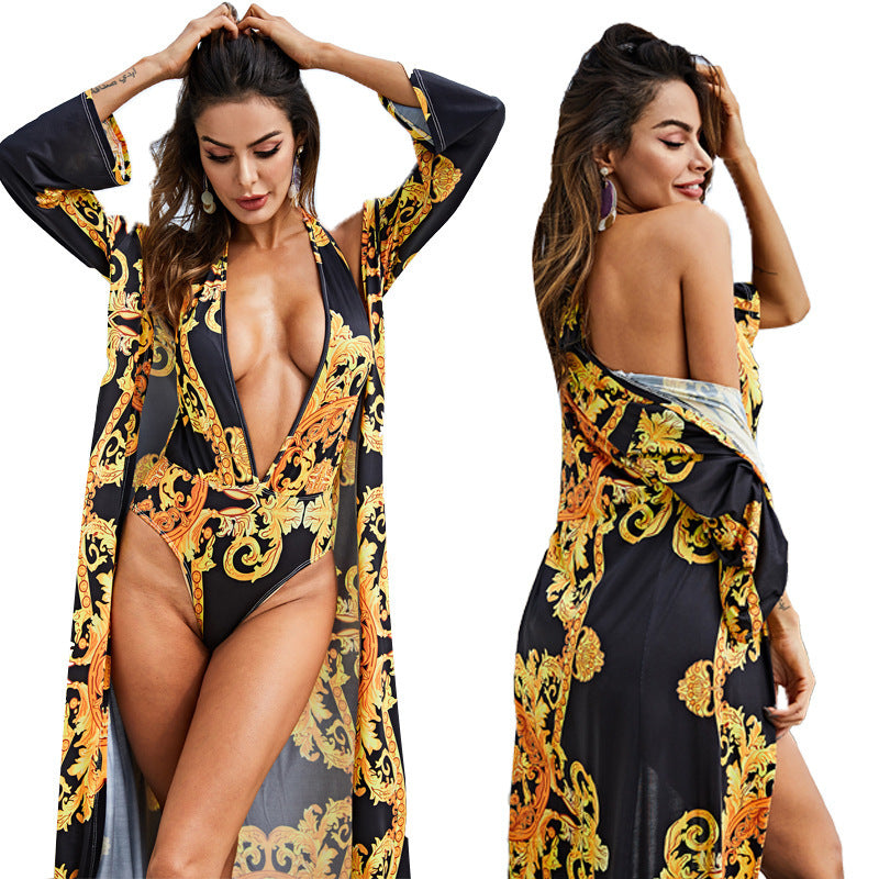 Bikini de Cloak impreso con cubierta ventosa para transiciones elegantes