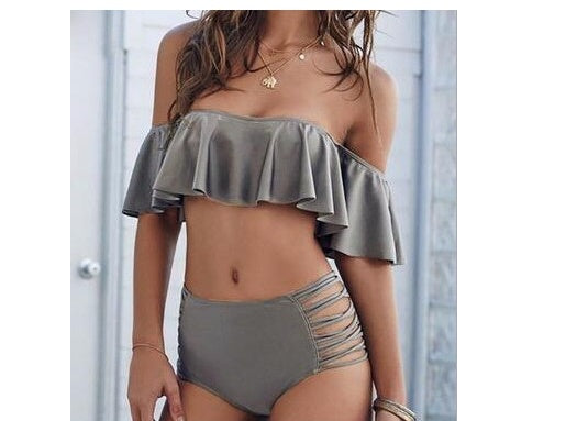Split met één schouder met hoge taille bikini voor moderne strandglamour