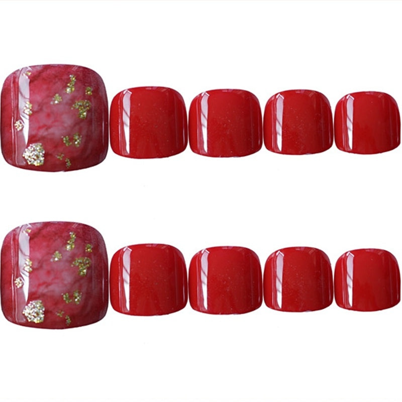 Red and Gold Nail Set with Accent Nail in Multiple Styles