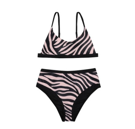 Bikini stampato a vita alta per aunito per eleganti giornate estive