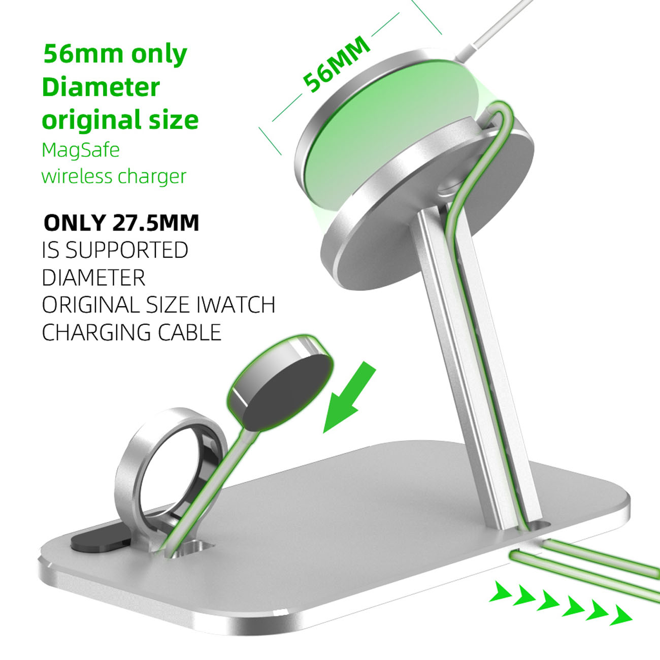 Alloy Desktop Charging Stand For Phones Cables And Smartwatches