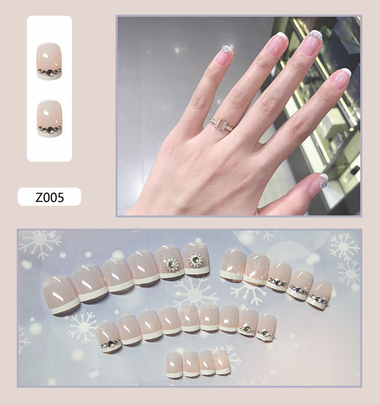 Women's Earth Tone Stone Adornment Nail Set in Nude