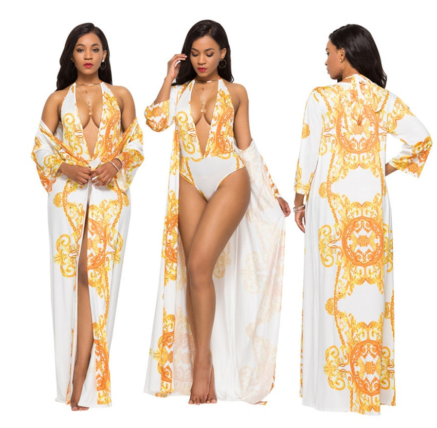 Bikini de Cloak impreso con cubierta ventosa para transiciones elegantes
