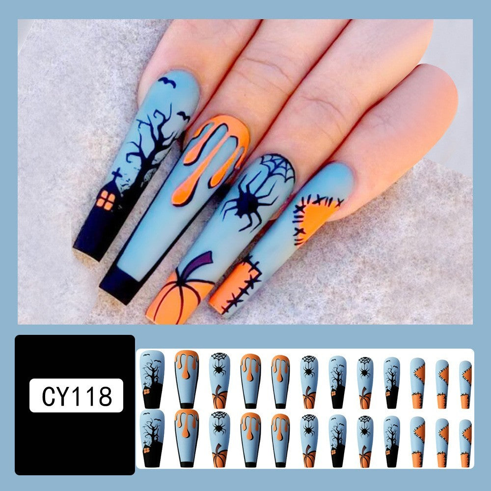 Long Halloween -thema voor vrouwenkist in blauw en oranje