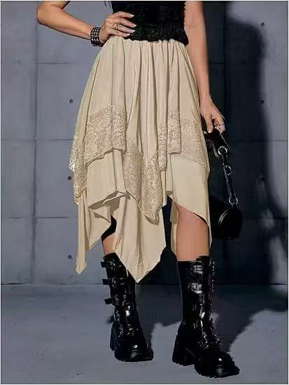 Renaissance-style Pleated Half-skirt With Asymmetrical Pointed Hem Ethereal And Fairy-like