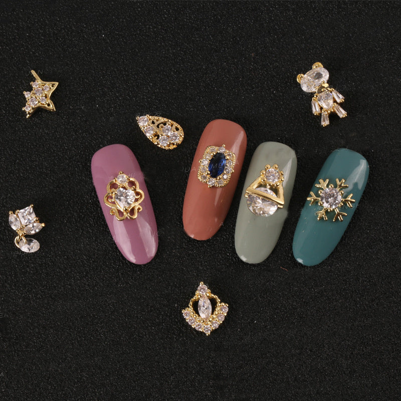 Metallic and Jeweled Nail Adornment Press On Accessories