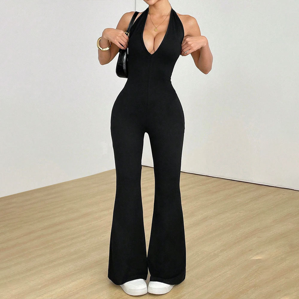 Sheer Hollowed-Out Beautiful-Back Bodycon Jumpsuit Summer New Arrival One-Piece Jumpsuit Butt-Lifting Sports & Fitness Jumpsuit