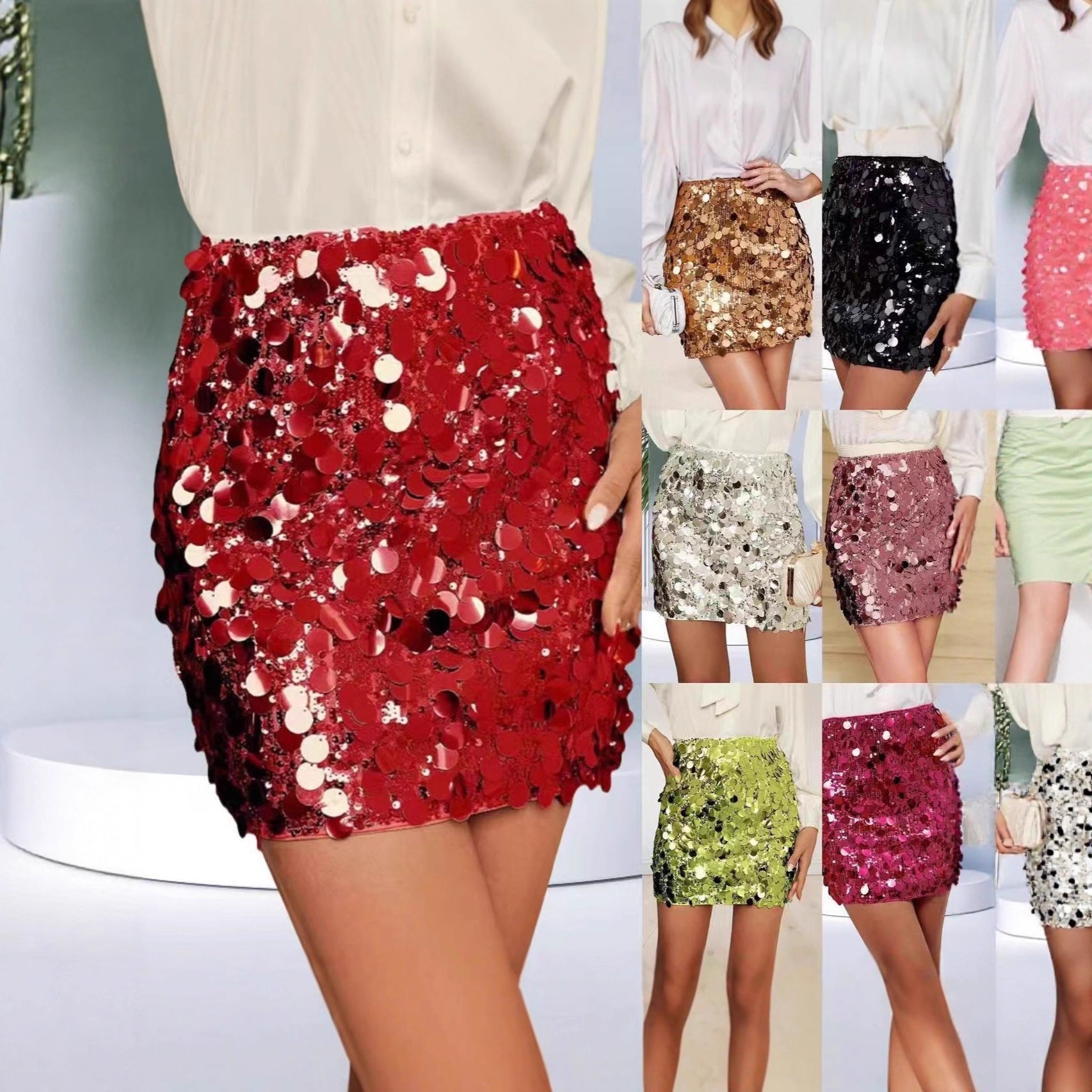 New Sequined Stage Performance Tight-fitting Fashionable Sexy Hip-hugging Skirt