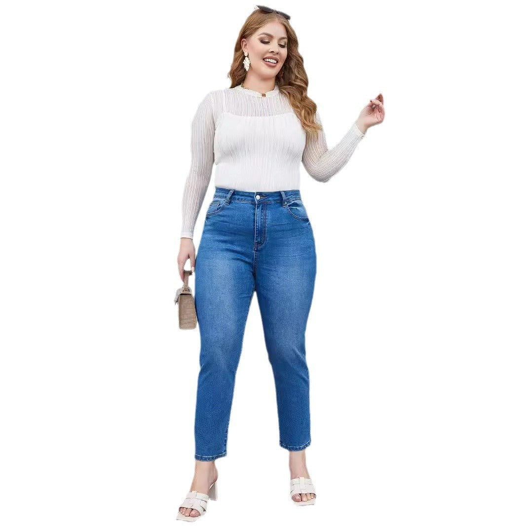 Plus-Größe Harem Stretch Jeans mit sich verjüngter Silhouette