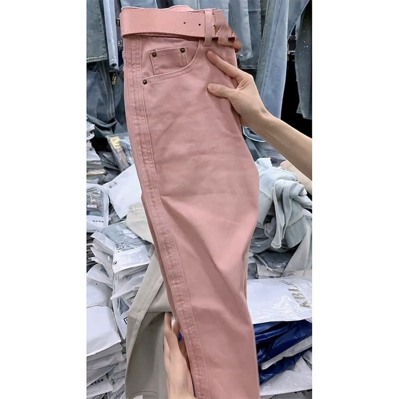 Plus-Size Loose Harem Jeans in Solid Color for Versatile Looks