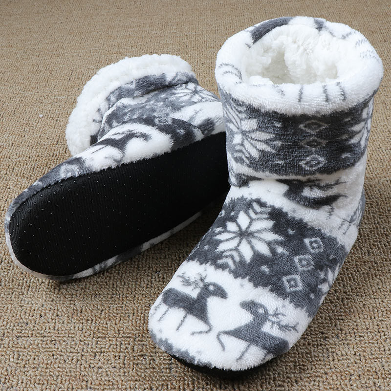 Soft Ankle Height House Slipper Booties in Various Patterns and Colors