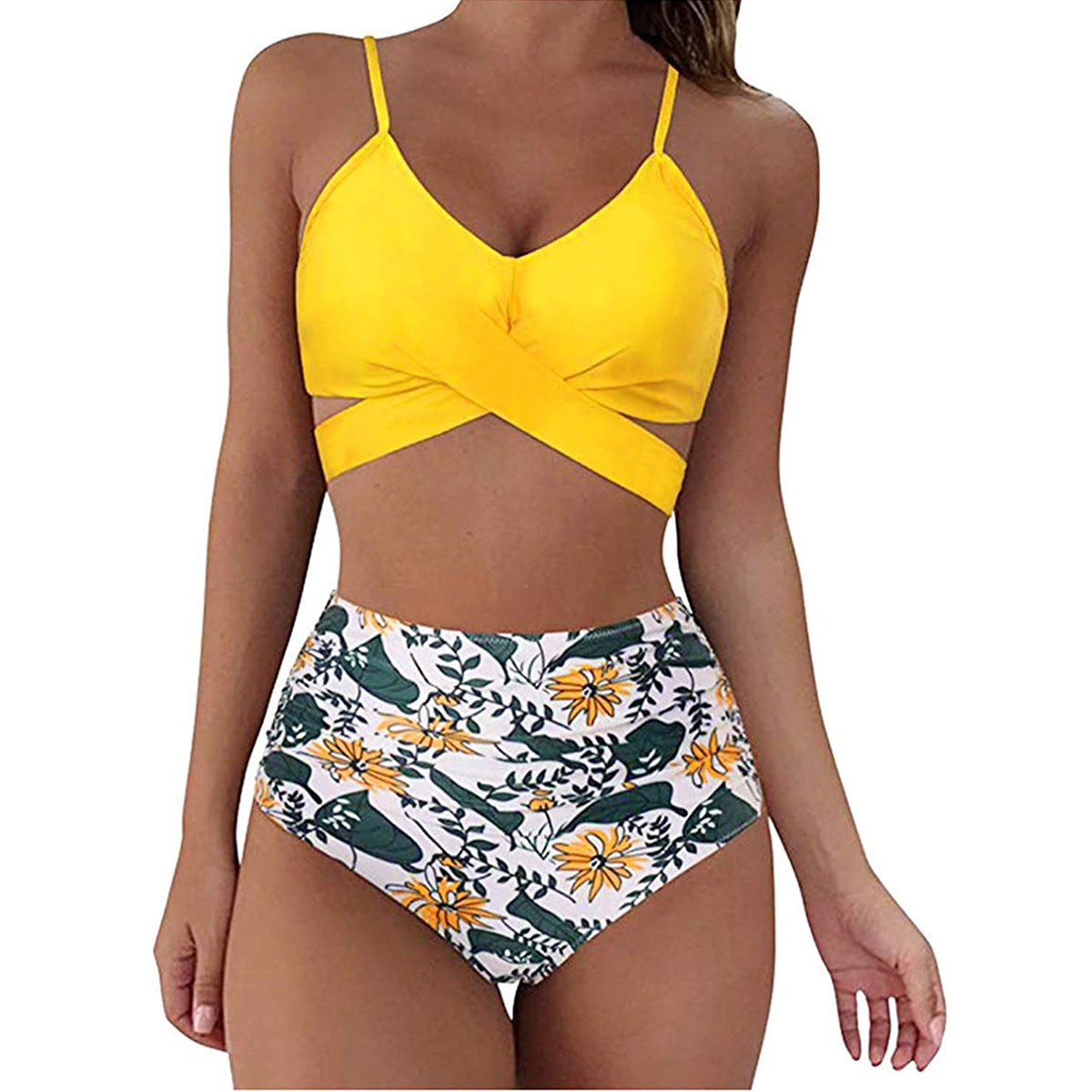 Women's Two Piece Bikini With High Waist Animal Print Bottoms