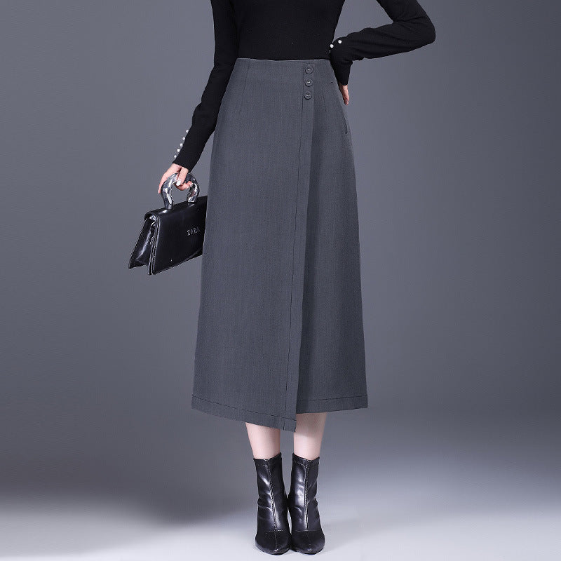 Irregular Straight Sheath Skirt With Draped Split Design