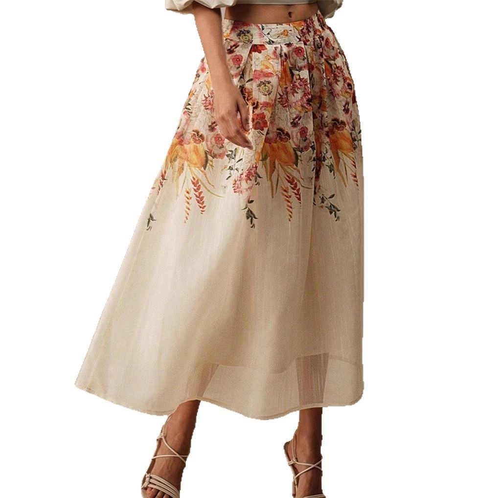 Saia impressa de bambu para roupas elegantes lindas
