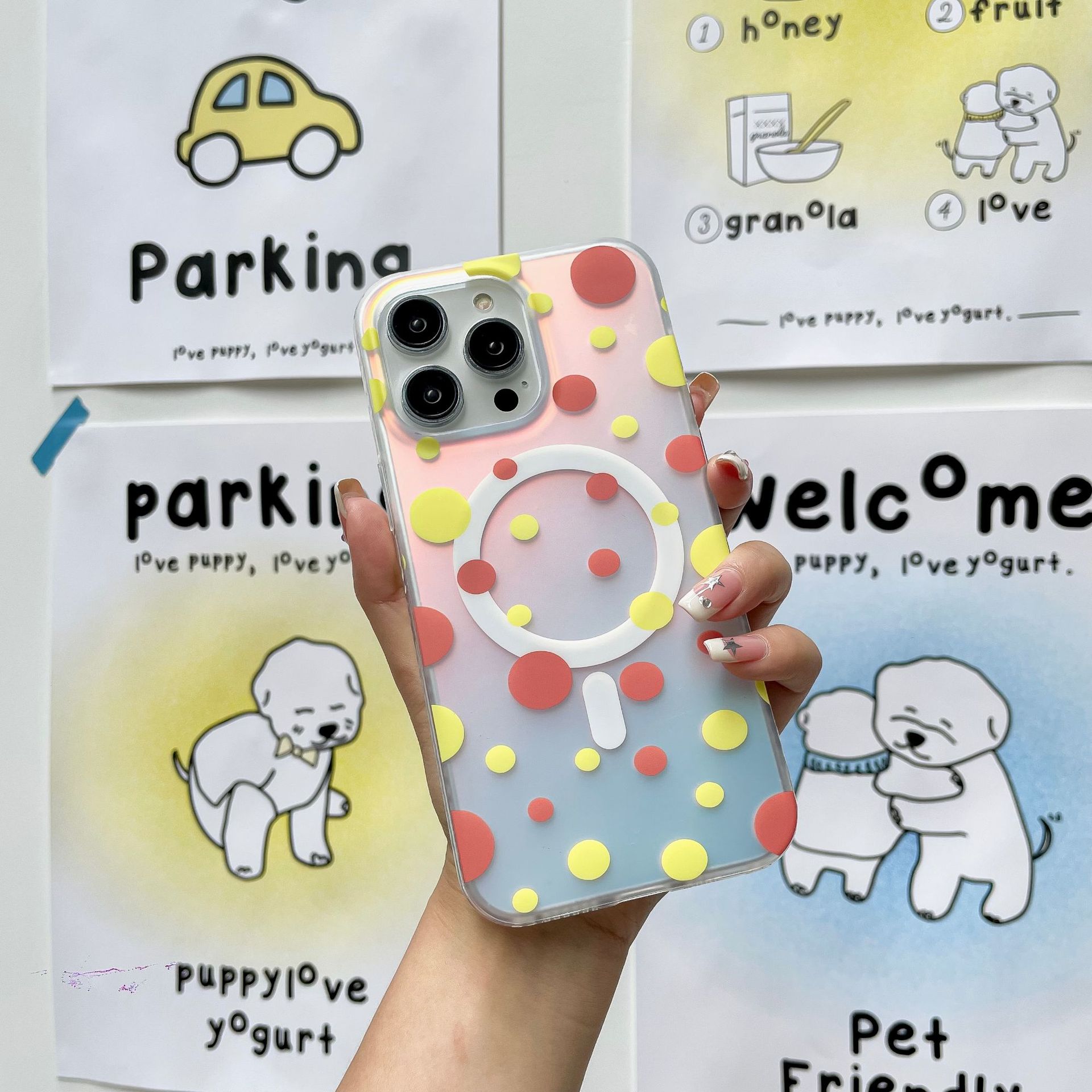 Magnetic Polka Dot Shock?Resistant TPU Phone Case For iPhone