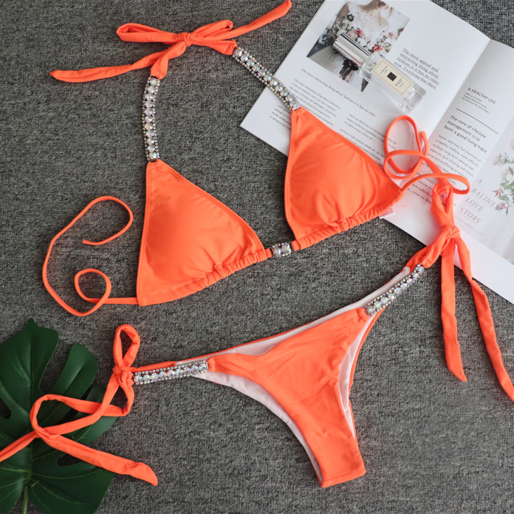 Biquíni sexy sem alças sólidos para vibrações glamourosas à beira da piscina