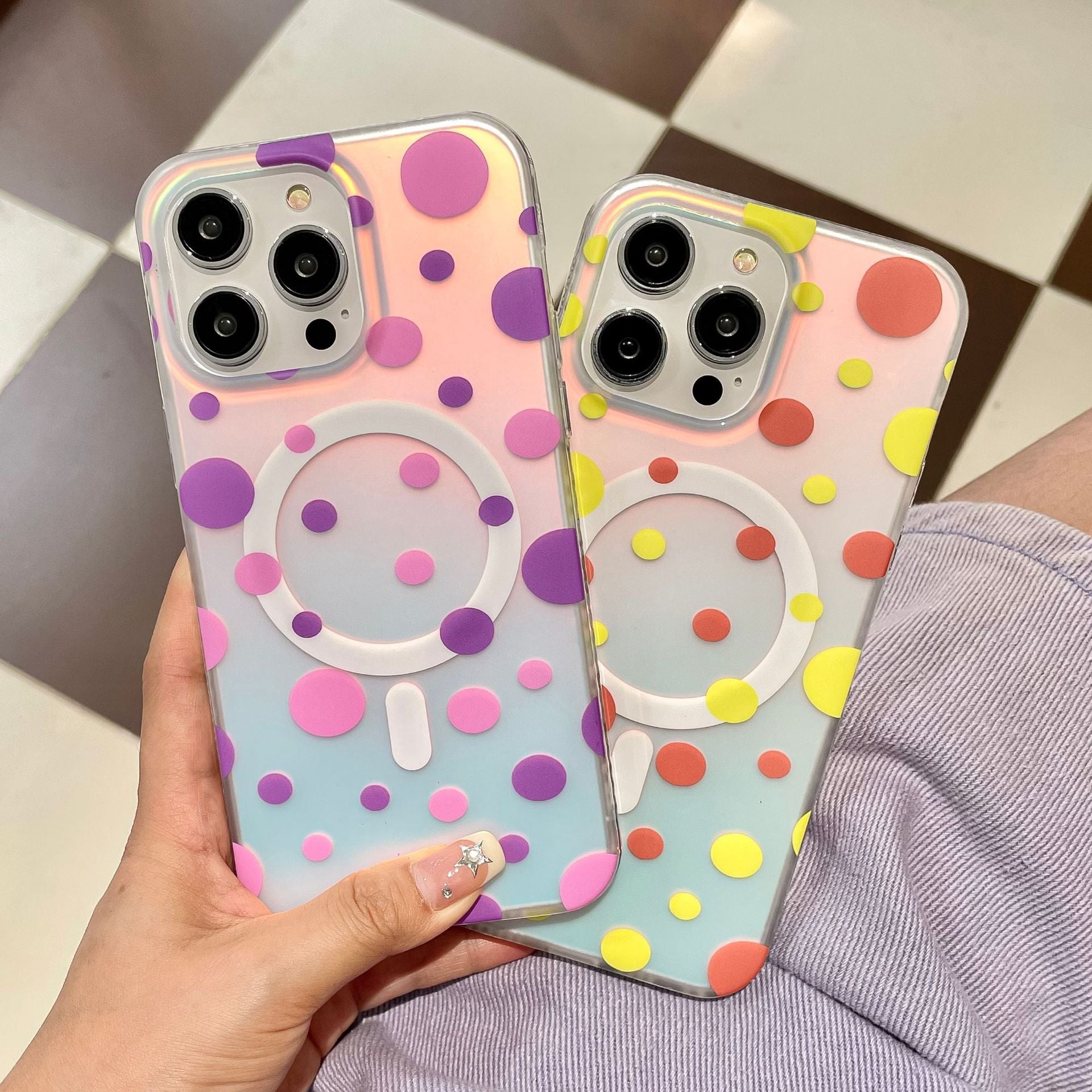 Magnetic Polka Dot Shock?Resistant TPU Phone Case For iPhone