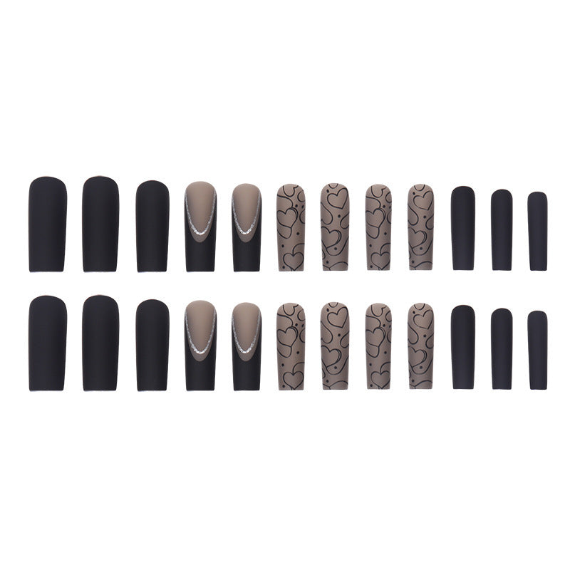 Women's Transparent Black Lace Nail Set for DIY Manicures