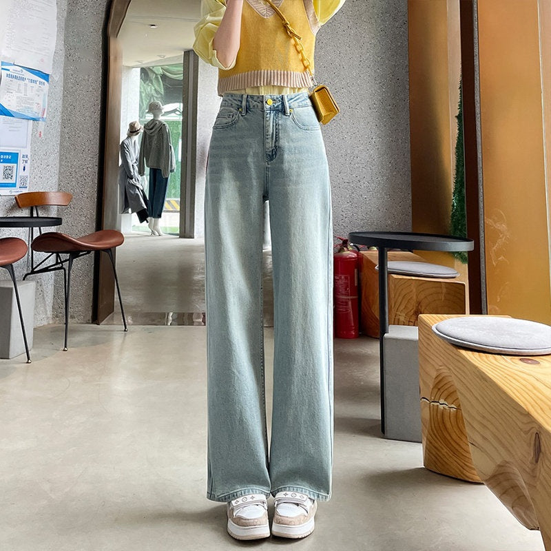 Lange fit bijgesneden rechte pijpen jeans voor vrouwen