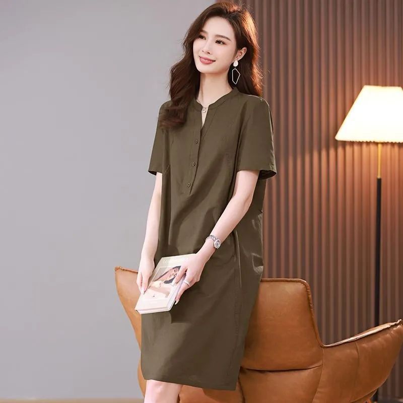 Oversized Mid-Length Summer Dress with Belly Coverage