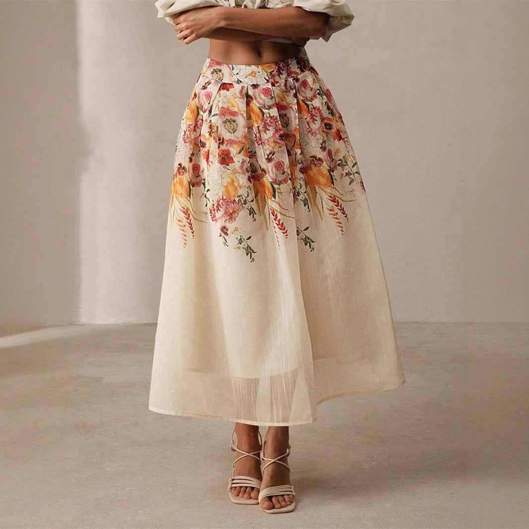 Saia impressa de bambu para roupas elegantes lindas