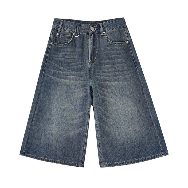 Retro bijgesneden high street jeans met zomer Americana vibes