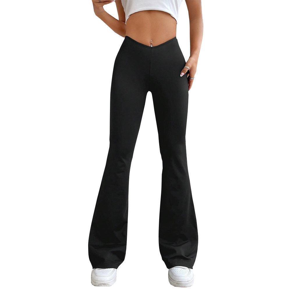 Women's Casual V-waist Slimming Slightly Flared Trousers