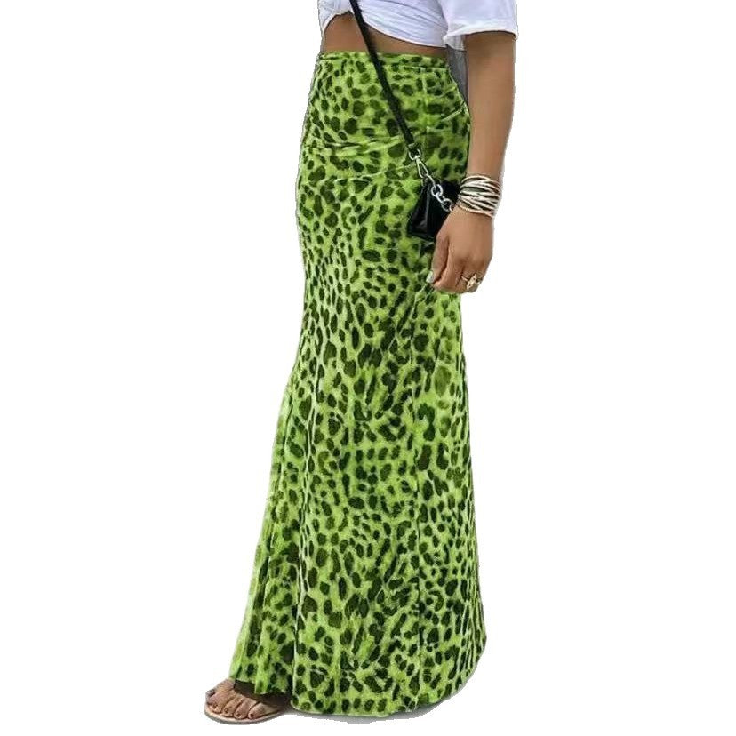 Saia de cintura alta impressão de leopardo para looks ousados ​​elegantes