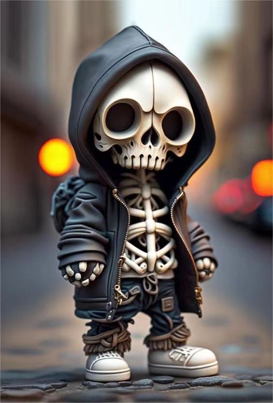 Skelet Halloween -decoratie in een hoodie met sneakers