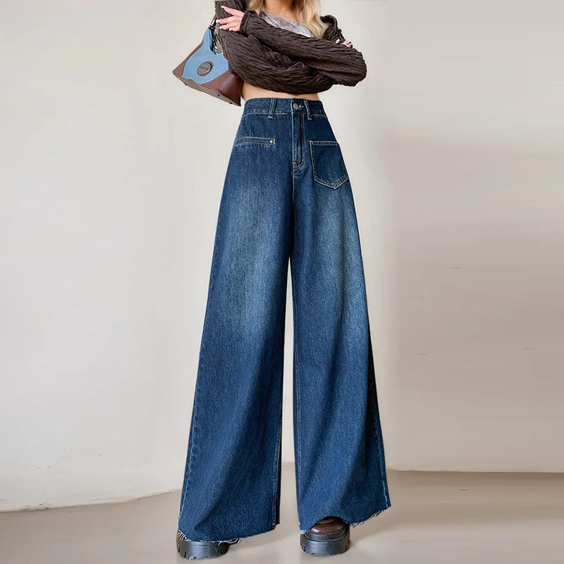 High-waisted Fashionable Wide-leg Flare Jeans For Women