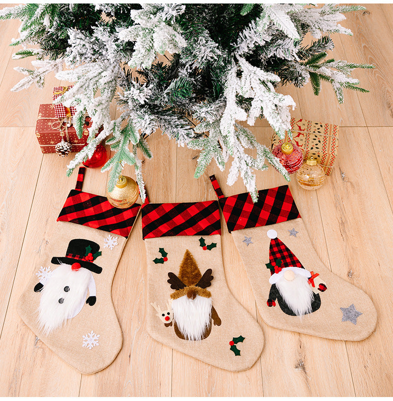 Cute Minimalist 3D Stocking with Red and White Checked Cuff