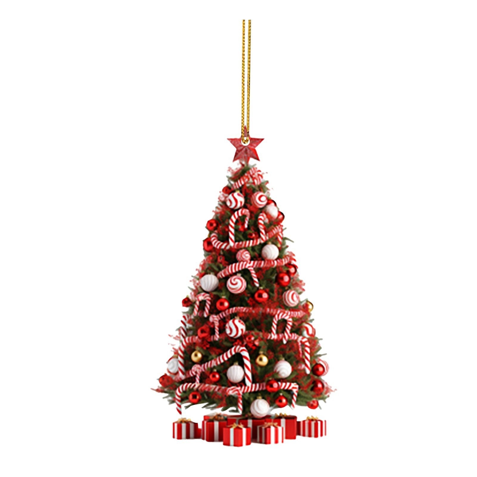 Colorful Christmas Tree Themed Ornament with Hanging Thread