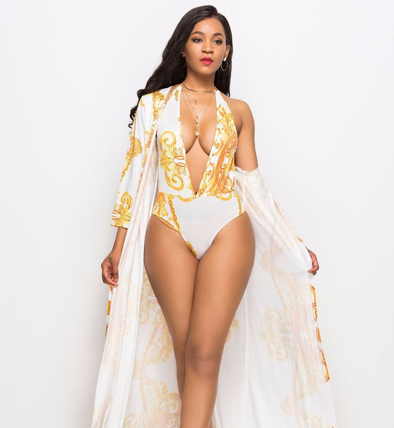 Bikini de Cloak impreso con cubierta ventosa para transiciones elegantes