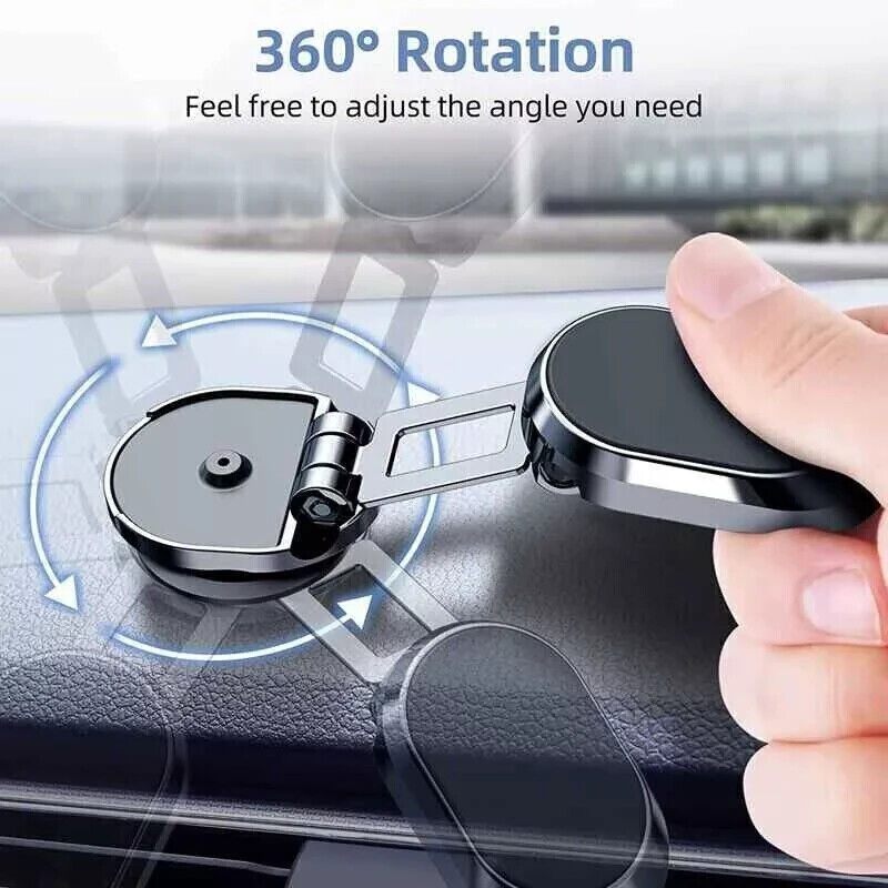 Foldable Magnetic Stainless?Steel Dashboard Phone Holder With 360° Rotation