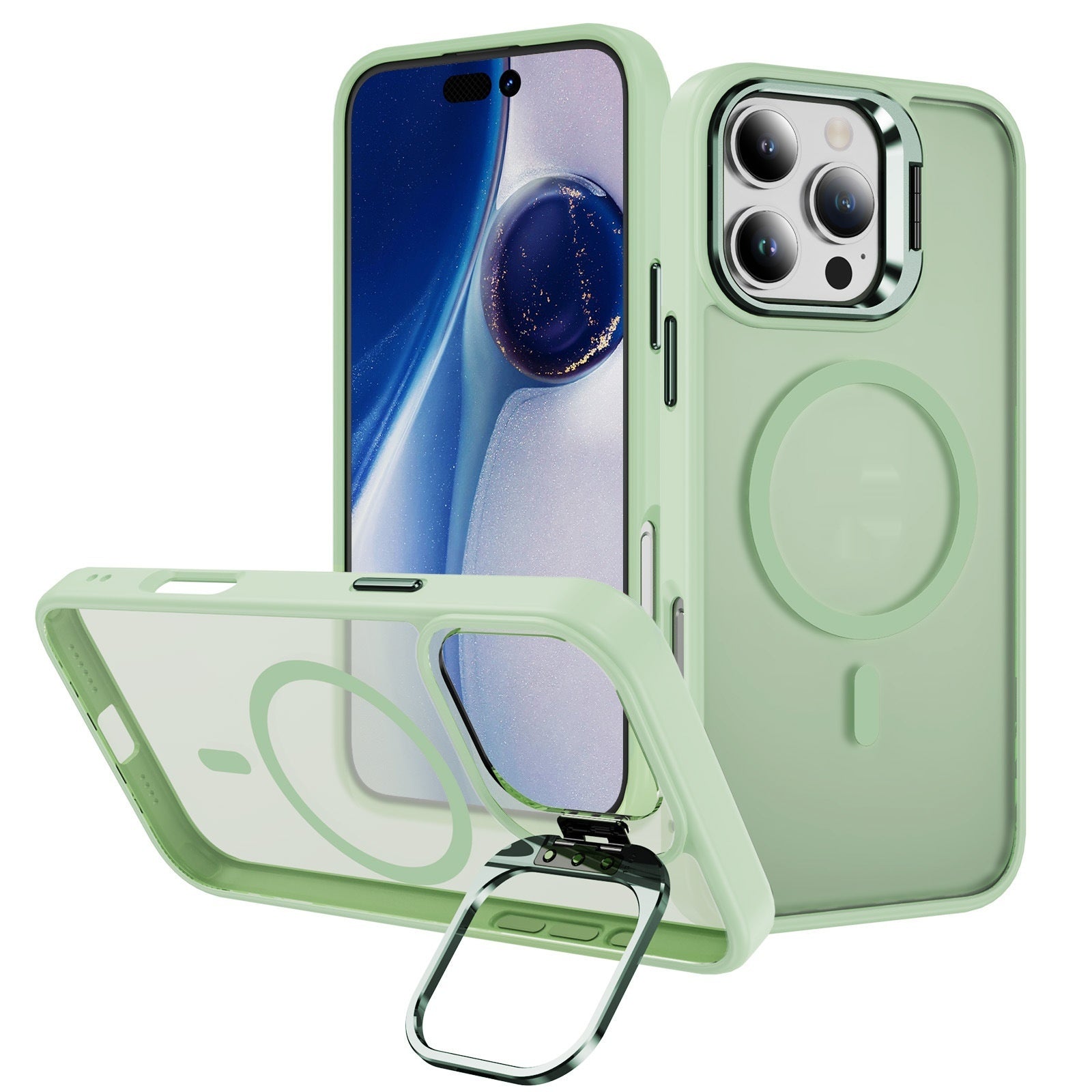 Magnetic Lens?Stand Anti?Drop Acrylic TPU Phone Case For iPhone